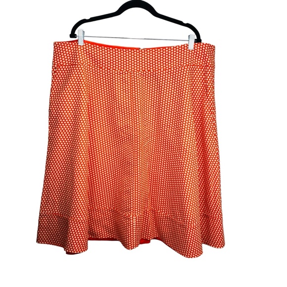 Lane Bryant ALine Skirt Womens 22 Orange Pockets Boho Zip Polka Dots Modernist - Picture 2 of 10